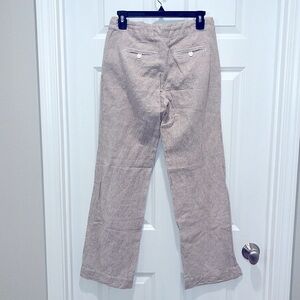 J Crew Wide-leg CITY FIT linen pants taupe white stripes striped drawstring